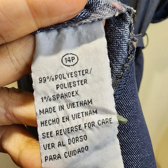 Nicci Navy Blue Denim Midi Belted Dress With Pockets Size 14p - Picture 10 of 12